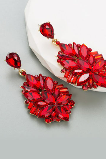 Czerwona Rhinestone Kolczyki Na Studniówkę